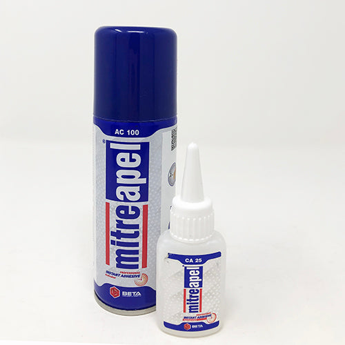 CA25 + AC100 Mitreapel Instant Adhesive Set 25 Gr+100 Ml